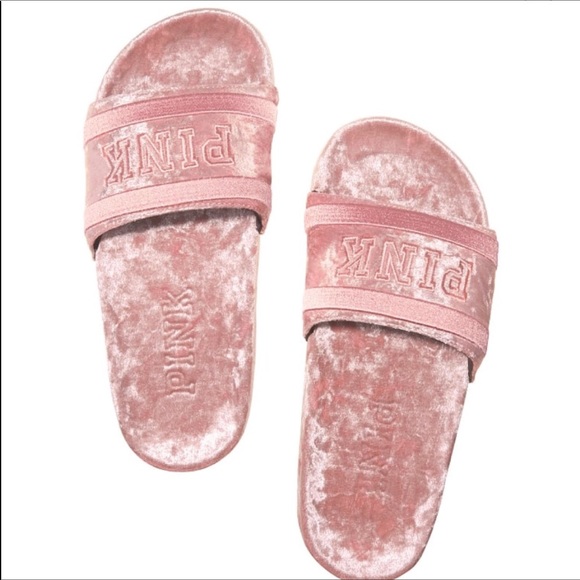 pink velvet slides